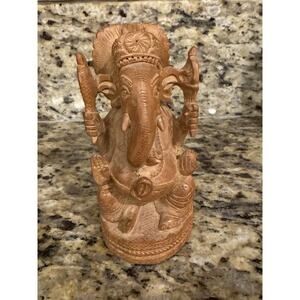 Hand Carved Wooden Ganesha Figure